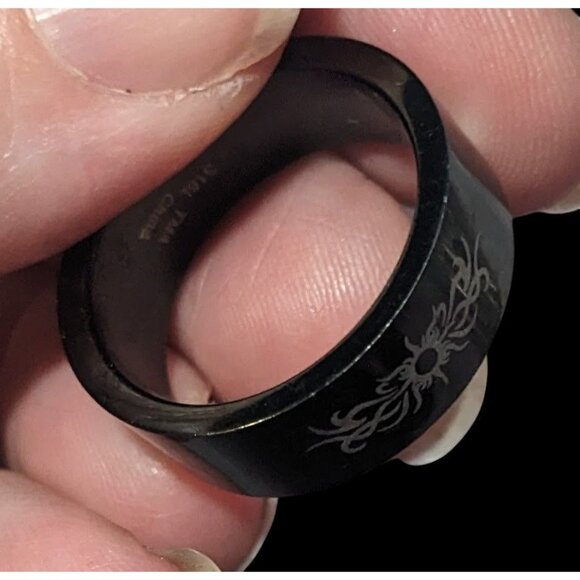 Black Stainless Steel Tribal Sun Design 316L Ring Size 10 1/2 - Picture 5 of 16
